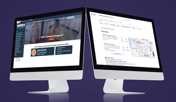 Local SEO visibility for restoration services on website and google search