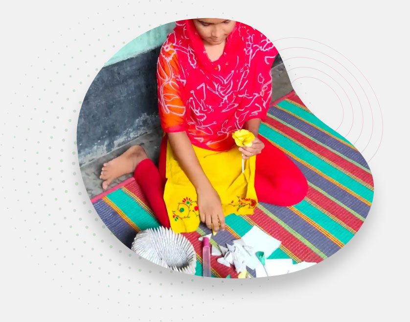 Farjana Making flowers with paper